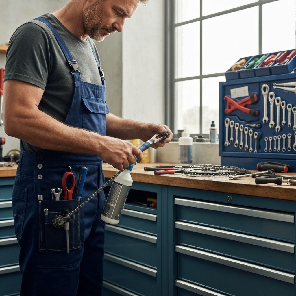 체인 세척 및 구리스 작업